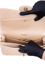 CHANEL CLASSIC DOUBLE FLAP CAVIAR JUMBO PEARLY BEIGE