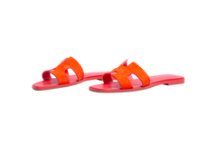 HERMÈS SANDAL ORAN LEATHER ROUGE GRENADINE - 37 1/2 BR