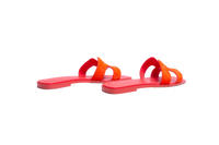 HERMÈS SANDAL ORAN LEATHER ROUGE GRENADINE - 37 1/2 BR