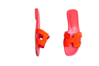 HERMÈS SANDAL ORAN LEATHER ROUGE GRENADINE - 37 1/2 BR