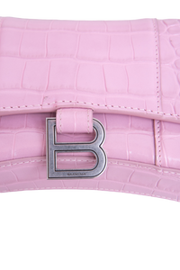 BALENCIAGA HOURGLASS CROCO EMBOSSED LILAC
