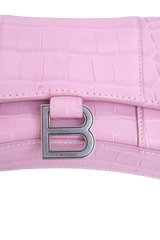 BALENCIAGA HOURGLASS CROCO EMBOSSED LILAC