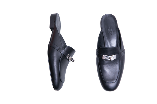 HERMÈS MULE OZ GOATSKIN NOIR - 36 BR