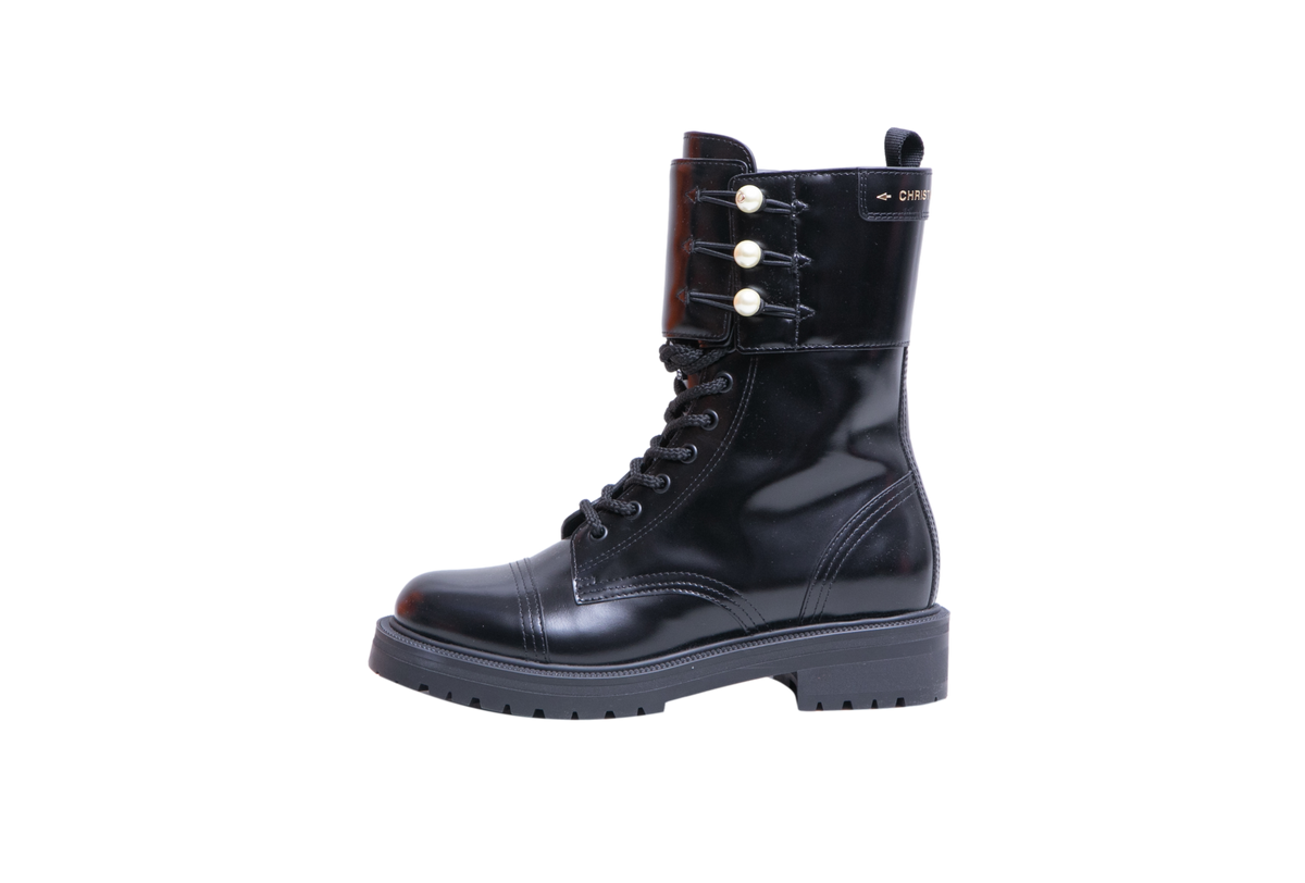DIOR BOOTS D-STRIKE FAUX PEARL ACCENTS B - 37 1/2 BR
