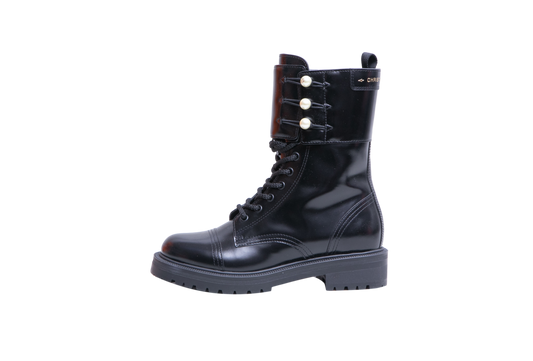 DIOR BOOTS D-STRIKE FAUX PEARL ACCENTS B - 37 1/2 BR