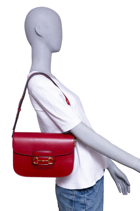GUCCI HORSEBIT 1955 MEDIUM LEATHER RED