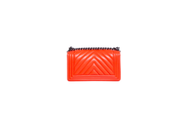 DESAPEGO JUJU NORREMOSE CHANEL BOY MEDIUM CORAL CHEVRON BLACK SILVER HDWR