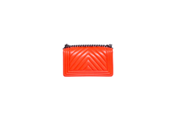 DESAPEGO JUJU NORREMOSE CHANEL BOY MEDIUM CORAL CHEVRON BLACK SILVER HDWR