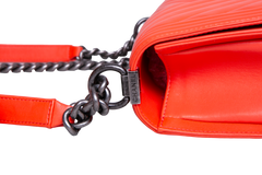 DESAPEGO JUJU NORREMOSE CHANEL BOY MEDIUM CORAL CHEVRON BLACK SILVER HDWR