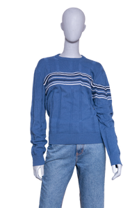 HERMÈS SWEATER CREW-NECK STRIPED BLUE