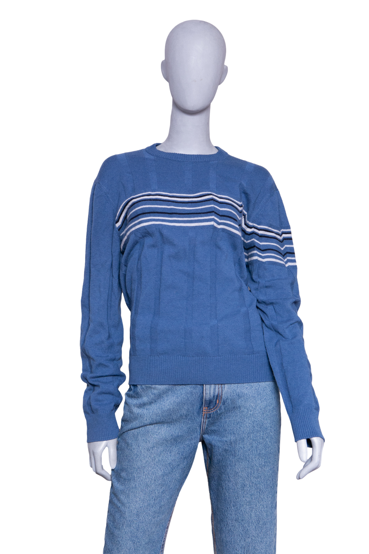 HERMÈS SWEATER CREW-NECK STRIPED BLUE