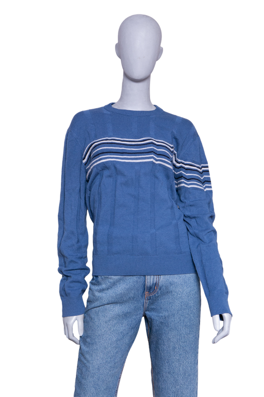 HERMÈS SWEATER CREW-NECK STRIPED BLUE