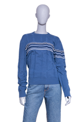 HERMÈS SWEATER CREW-NECK STRIPED BLUE