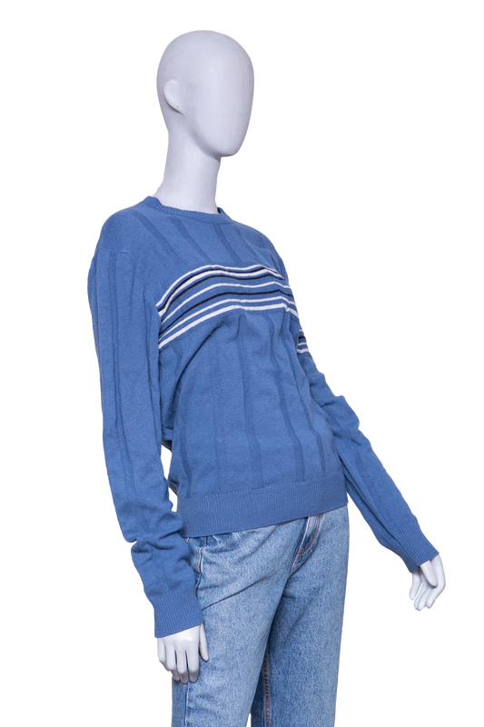 HERMÈS SWEATER CREW-NECK STRIPED BLUE