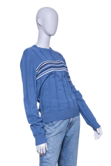 HERMÈS SWEATER CREW-NECK STRIPED BLUE