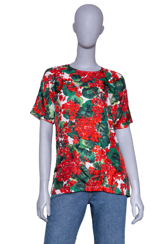 D&G T-SHIRT SILK WITH FLORAL PRINT