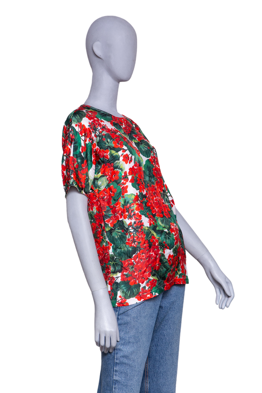 D&G T-SHIRT SILK WITH FLORAL PRINT