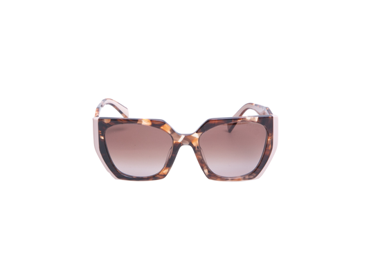 PRADA GEOMETRIC LOGO ACETATE DARK BROWN GRADIENT OPAQUE LENSES