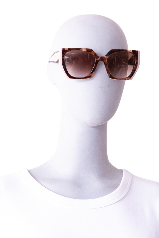 PRADA GEOMETRIC LOGO ACETATE DARK BROWN GRADIENT OPAQUE LENSES
