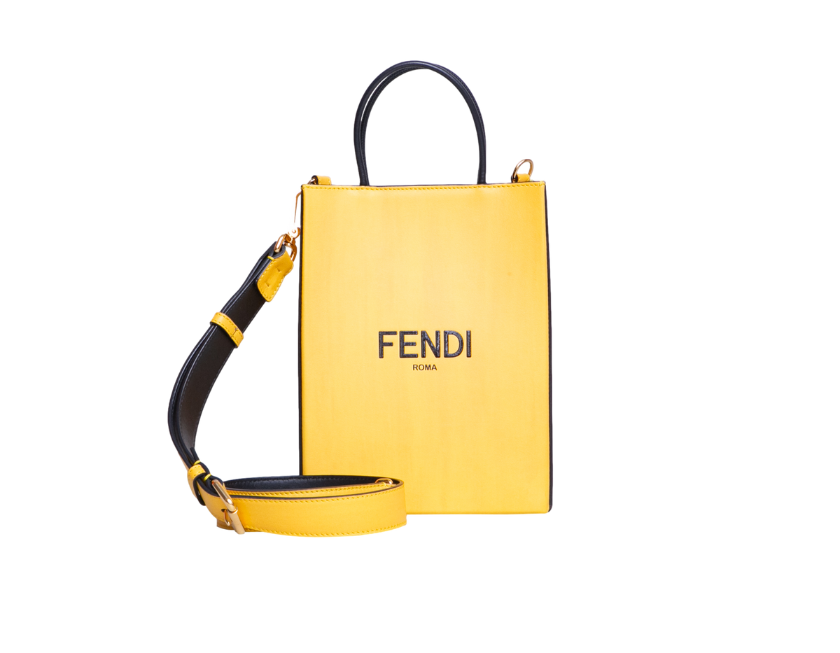 FENDI VERTICAL BOX YELLOW VITELLO LEATHER