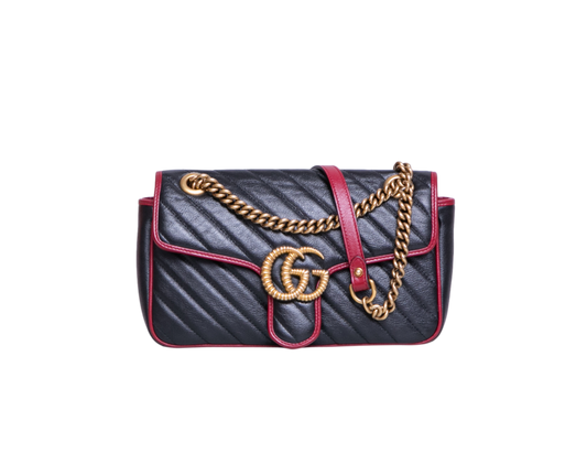 GUCCI GG MARMONT SMALL BLACK AND RED
