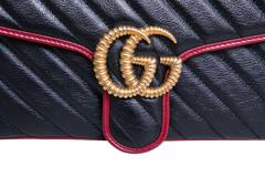 GUCCI GG MARMONT SMALL BLACK AND RED