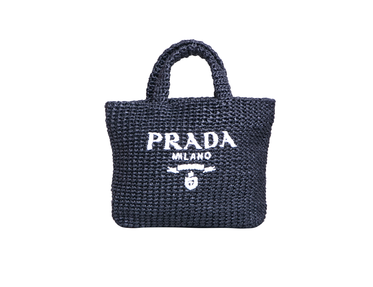 PRADA SMALL CROCHETED TOTE BAG BLACK