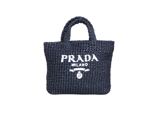 PRADA SMALL CROCHETED TOTE BAG BLACK