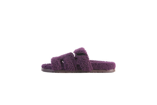 HERMÈS CHYPRE SANDALS SHEARLING PURPLE