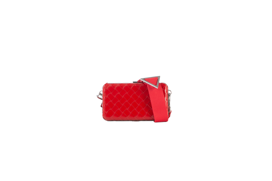 BOTTEGA VENETA ROUGE WOVEN MESSENGER