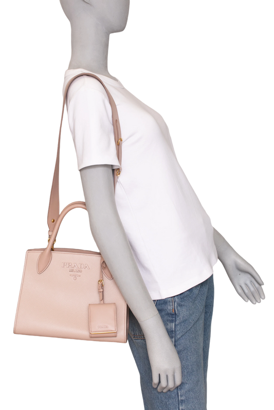 PRADA MONOCHROME TOTE SMALL SAFFIANO CIPRIA
