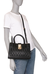 MIU MIU 2WAY HANDBAG BLACK MATELASSE