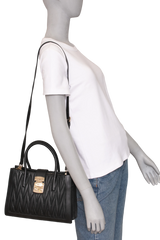 MIU MIU 2WAY HANDBAG BLACK MATELASSE