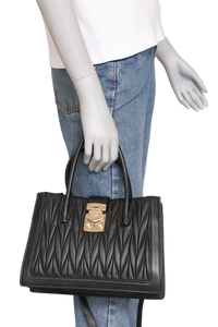 MIU MIU 2WAY HANDBAG BLACK MATELASSE