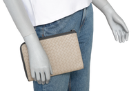 BOTTEGA POUCH ORGANIZER INTRECCIATO ZIPPER BEIGE
