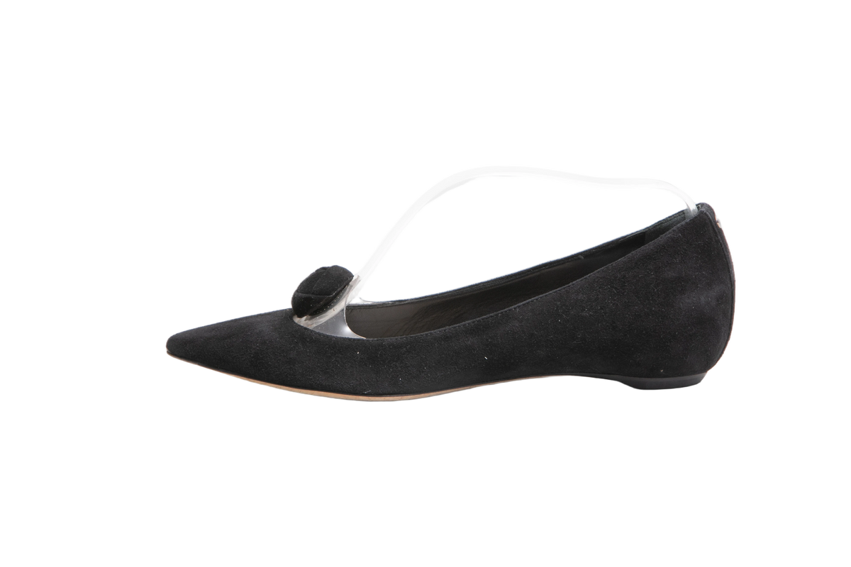 DIOR BALLERINA FLATS POINTED TOE SUEDE BLACK - 34 BR