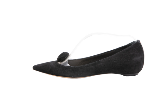 DIOR BALLERINA FLATS POINTED TOE SUEDE BLACK - 34 BR