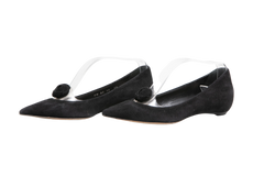 DIOR BALLERINA FLATS POINTED TOE SUEDE BLACK - 34 BR