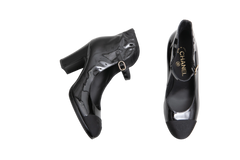CHANEL MARY JANE CHUNKY HEEL PATENT BLACK - 35 BR