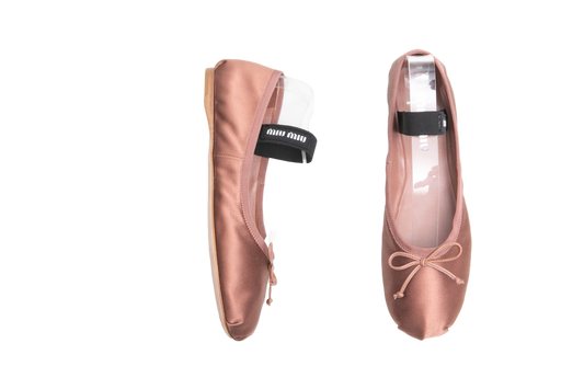 MIU MIU SAPATILHA SATIN COCOA BROWN ELASTIC - 37 BR