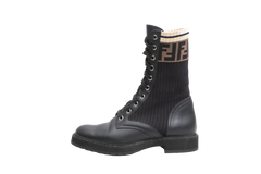 FENDI BOOTIE ROCKOKO FF LEATHER & FABRIC - 35 BR