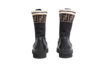 FENDI BOOTIE ROCKOKO FF LEATHER & FABRIC - 35 BR