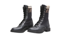 FENDI BOOTIE ROCKOKO FF LEATHER & FABRIC - 35 BR