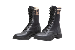 FENDI BOOTIE ROCKOKO FF LEATHER & FABRIC - 35 BR