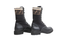FENDI BOOTIE ROCKOKO FF LEATHER & FABRIC - 35 BR