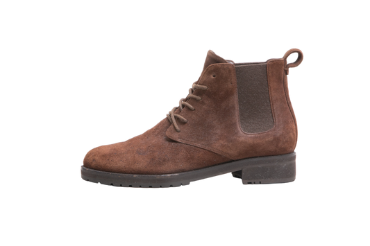 LORO PIANA ANKLE BOOT LACE UP BROWN SUEDE - 35 1/2 BR