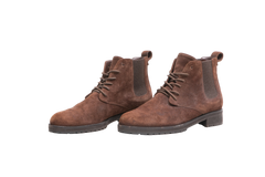 LORO PIANA ANKLE BOOT LACE UP BROWN SUEDE - 35 1/2 BR