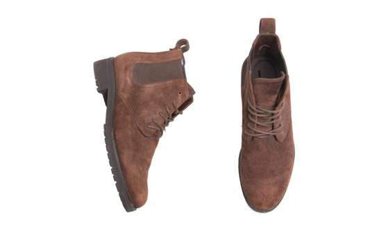 LORO PIANA ANKLE BOOT LACE UP BROWN SUEDE - 35 1/2 BR