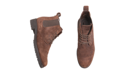 LORO PIANA ANKLE BOOT LACE UP BROWN SUEDE - 35 1/2 BR