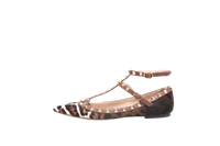 VALENTINO BALLERINA FLATS ROCKSTUD LEOPARD PRINT - 38 BR